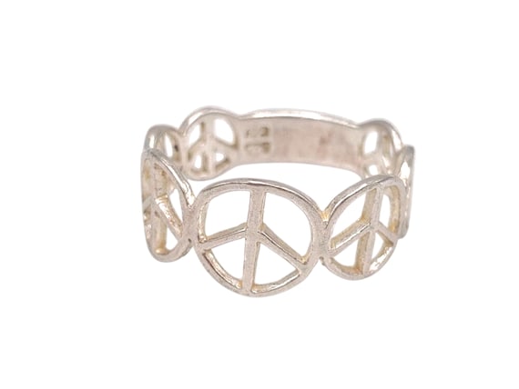 Solid 925 Sterling Silver Graduated Size Peace Si… - image 1