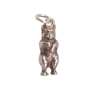 Vintage 925 Sterling Silver Grizzly Bear Animal Charm Pendant Lucky Traditional Nature Brown Bear Bracelet Necklace Jewellery Gift