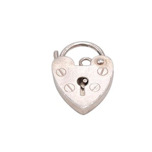 Vintage 925 Sterling Silver Heart Packlock Charm Heart Lock Pendant Bracelet Necklace Gift Jewellery