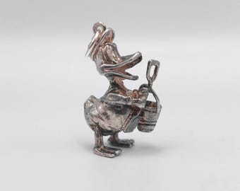 Pingente vintage de prata esterlina 925, pingente de balde de praia e guarda-chuva do Pato Donald, pulseira e colar com personagem de desenho animado, joias para presente