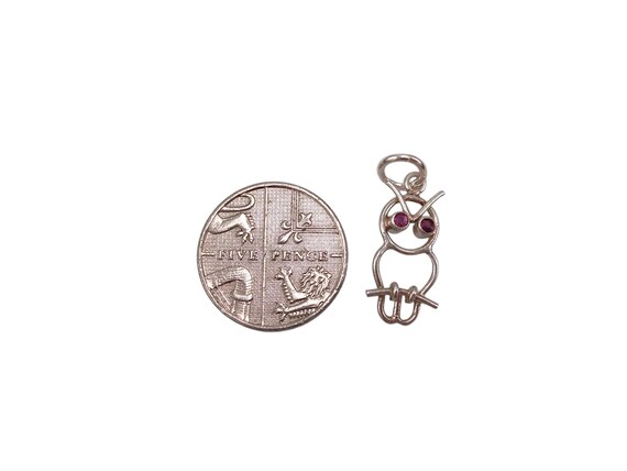 Vintage 925 Sterling Silver Owl with Red Gem Set Eyes Animal Charm Bracelet Traditional Pendant Necklace Jewellery Gift View 3