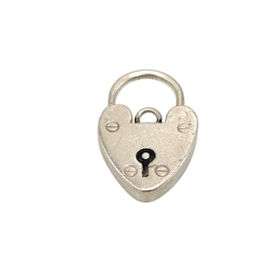 Vintage 925 Sterling Silver Heart Packlock Charm Heart Lock Pendant Bracelet Necklace Gift Jewellery