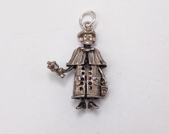 Vintage 925 Sterling Silver British Town Crier Charm Bracelet Pendant Jewellery Gift