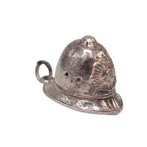 Vintage 925 Sterling Silver London Bobby Metropolitan Police Helmet Charm Bracelet Pendant Necklace British Travel Jewellery Gift