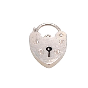 Vintage 925 Sterling Silver Heart Packlock Charm Heart Lock Pendant Bracelet Necklace Gift Jewellery