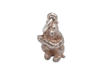 Vintage 925 Sterling Silver Bear Holding Cub Animal Charm Bracelet Lucky Traditional Pendant Necklace Jewellery Gift