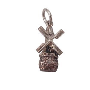 Vintage 925 Sterling Silver Dutch Windmill Mini Holland Travel Charm Bracelet Pendant Necklace Gift Jewellery
