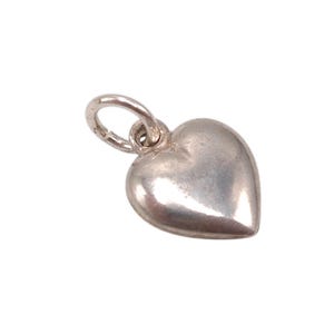Vintage 925 Sterling Silver Small Puffed Heart Small Charm Pendant Bracelet Necklace Jewellery Gift