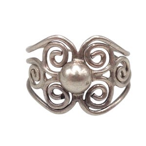 Solid 925 Sterling Silver Ornate Filigree Cage Ring Size UK M , 1.7 grams Gift Silver Art Nouveau Jewellery
