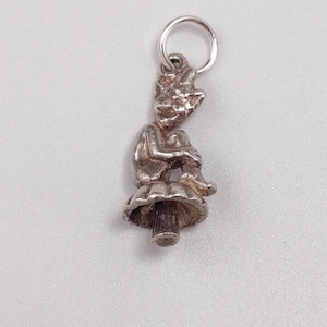 Vintage 925 Sterling Silver Cornish Pixie Lucky Imp On Mushroom Charm Bracelet Good Luck Fairy Pendant Necklace British Jewellery Gift