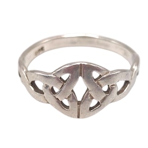 Vintage Massiv 925 Sterling Silber Keltischer Knoten Band Trinität Ring Größe UK N, 1,9 Gramm Geschenk Schmuck