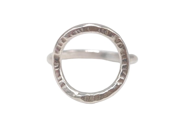 Vintage Solid 925 Sterling Silver Open Hammered K… - image 1