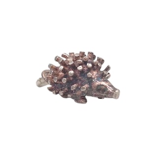 Vintage 925 Sterling Silver Oxidised 3D Hedgehog Animal Charm Bracelet Lucky Traditional Pendant Necklace Jewellery Gift