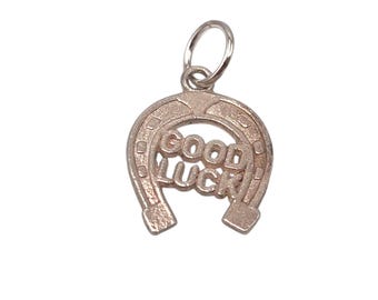 Vintage 925 Sterling Silber Glück Hufeisen Charme Armband Glück Anhänger Halskette Silber Schmuck Geschenk