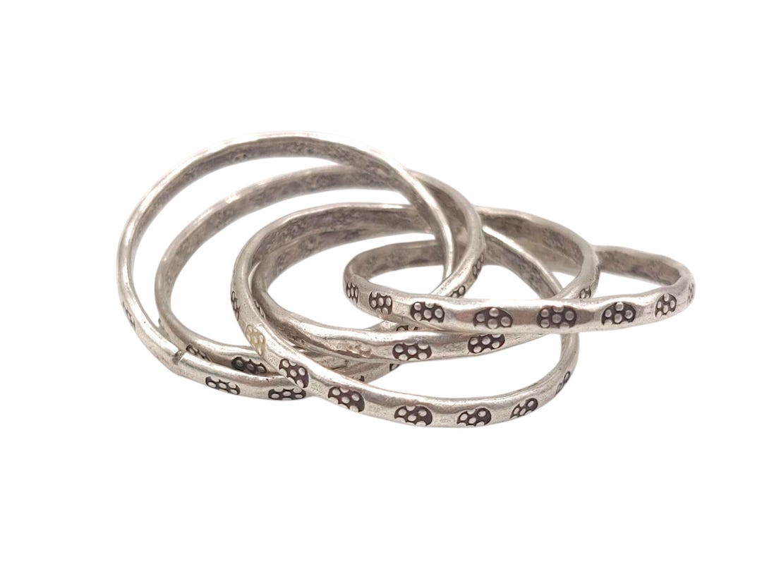 Solid 925 Sterling Silver Five Rings Interlocking Puzzle Ring Size UK P ...