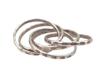 Solid 925 Sterling Silver Five Rings Interlocking Puzzle Ring Size UK P 1/2 , 5.7g Gift Silver Jewellery