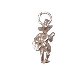 Vintage 925 Sterling Silver Mexican Man Mariachi Band Charm Bracelet Pendant Jewellery Gift