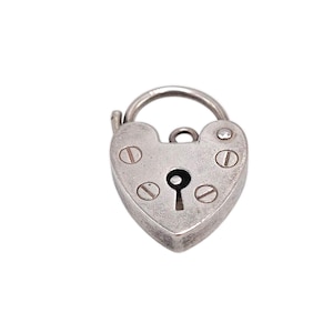 Vintage 925 Sterling Silver Heart Packlock Charm Heart Lock Pendant Bracelet Necklace Gift Jewellery