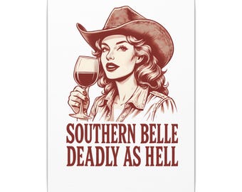 Southern Belle Wall Art, Country Decor, Vintage Artwork, Gift for Her, Southern Charm, Home Aesthetics, Western Style