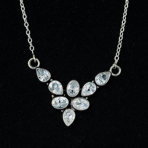 White Topaz Gemstone Necklace, 925 Sterling Silver Necklace, Handmade Jewelry Necklace, Bohemian Women Necklace, Gift For Her