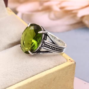 Green Peridot Ring, 925 Sterling Silver Ring, Statement Peridot Cut Gemstone Ring, Handmade jewelry, Wedding Gift, Stacking Ring For Someone