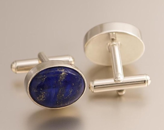 Lapis Lazuli Sterling Silver Cufflinks: Handmade Men's Formal Wear
