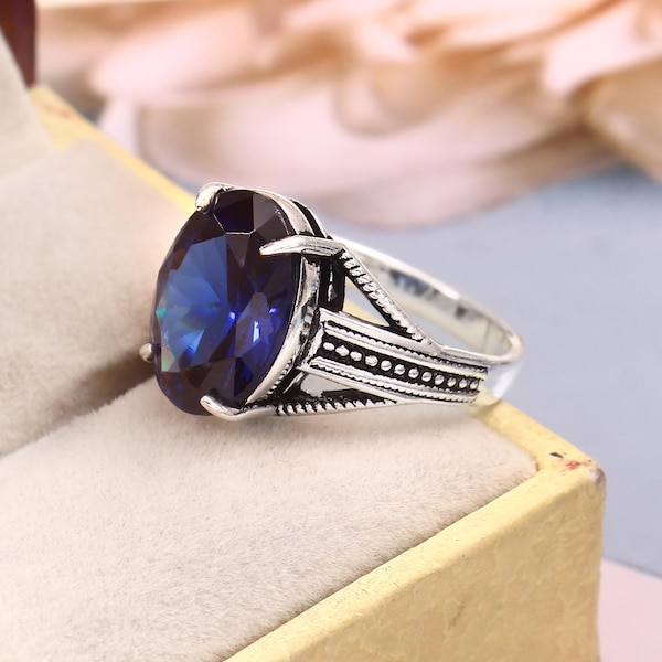 AAA Tanzanite Sterling Silver Ring: Minimalist Prong Set, Handmade Jewelry