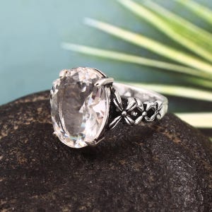 Elegant Clear Quartz Ring, 925 Solid Sterling Silver Ring, Statement Quartz Cut Gemstone Ring, Handmade jewelry, Anniversary Gift