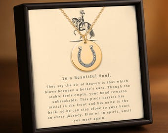 Gepersonaliseerde paardenherdenkingsketting, aangepaste hoefijzernaamsieraden, verlies van sympathie paard, gegraveerd huisdierherinnering aandenken