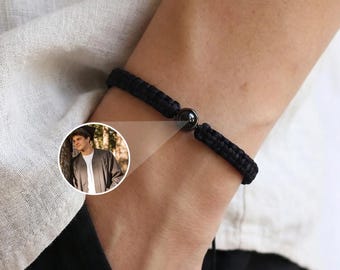 Custom Picture Projection Bracelet, Personalized Photo Rope Jewelry, Hidden Memory Charm, Adjustable Braided Wristband