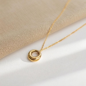 Minimalist Gold & Silver Circle Necklace: Stainless Steel Pendant