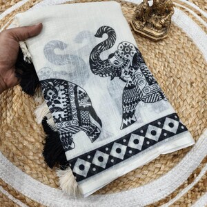 Madhur Hathi Heavy Linen Saree