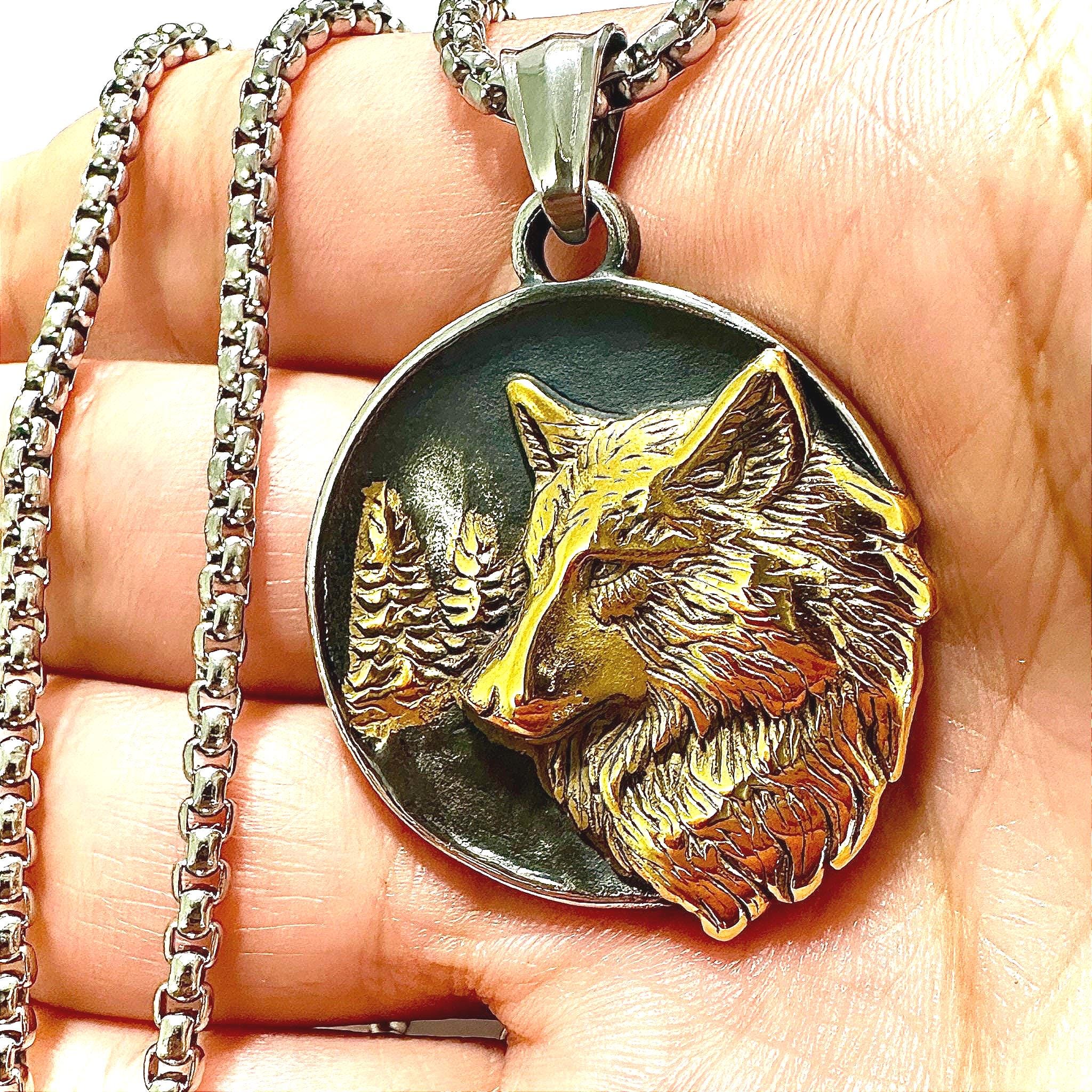 Mens Wolf Necklace