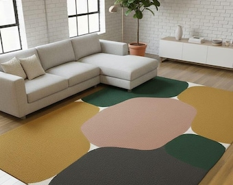 Abstract Pebble Wool Rug | Hand-Tufted Multicolor Carpet