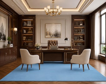 Hand Tufted Wool Area Rug, Light Blue Modern Minimalist Carpet