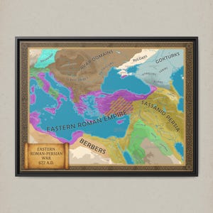 Carte de l'empire romain - art mural histoire ancienne - carte imprimable byzantine - guerre romano-persane en téléchargement numérique