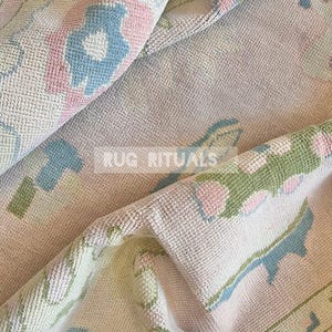 Pink Oushak Rug Handmade Wool Rug Traditional Floral Oushak Modern Oushak Rug Pink Rug Antique Rug Hand knotted Muted Pink Contemperory Rug