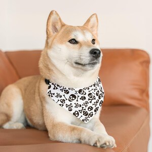 Trendy Pet Bandana, Stylish Dog Collar Accessory for Fashionable Pets, Skull Print, Perfect for Halloween, Parties, Everyday Use