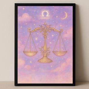 Libra Zodiac Sign Print – Astrology Wall Art Digital Download – Celestial Libra Constellation Artwork – Star Sign Birthday Gift