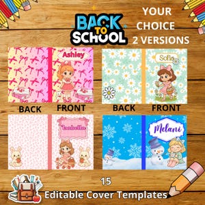 Back to School Children’s Notebook Covers | Editable in Canva | Coquette A4 Digital Design