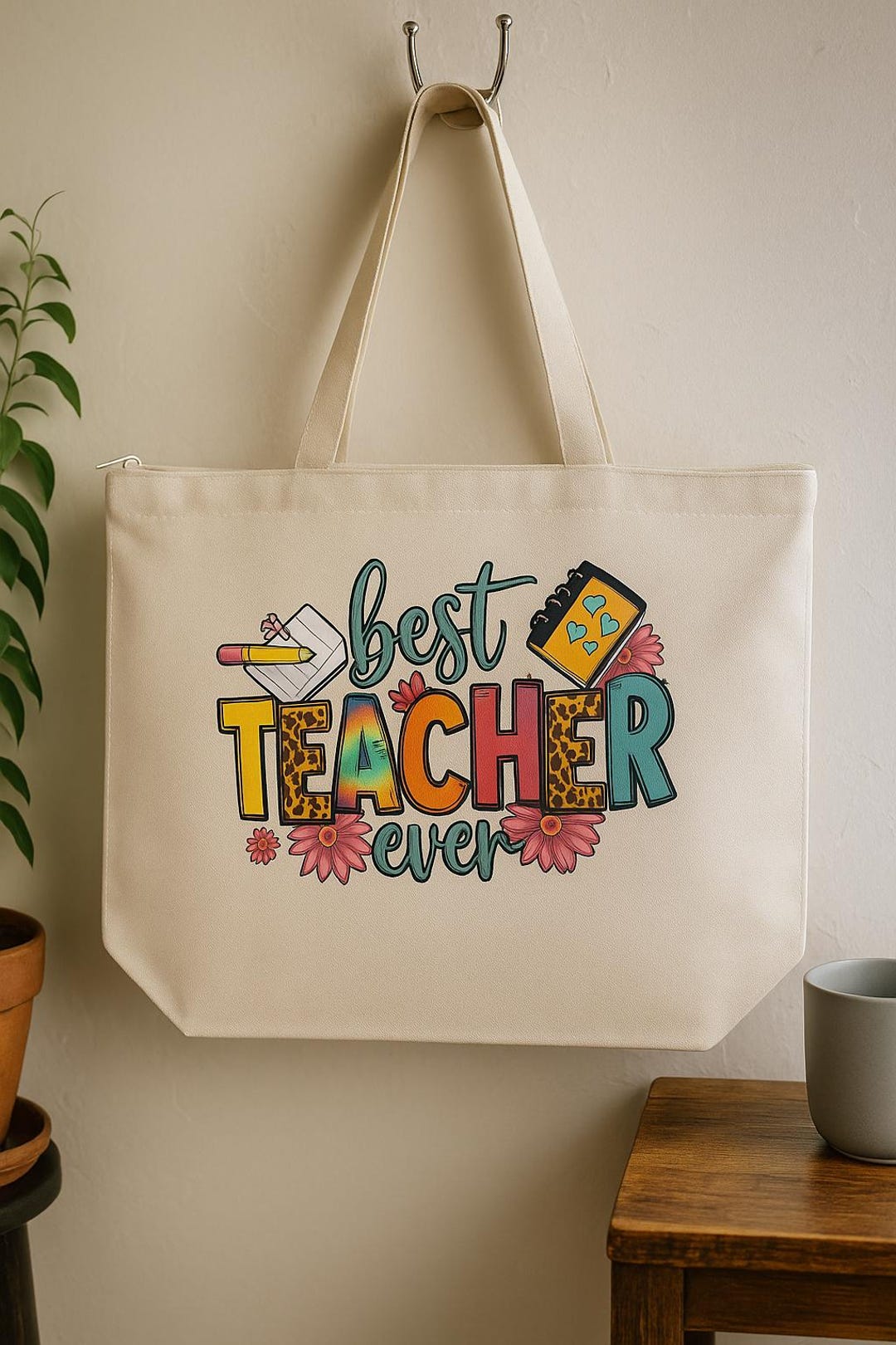 Teacher Ever Canvas Tote Bag – Zippered Closure - Etsy