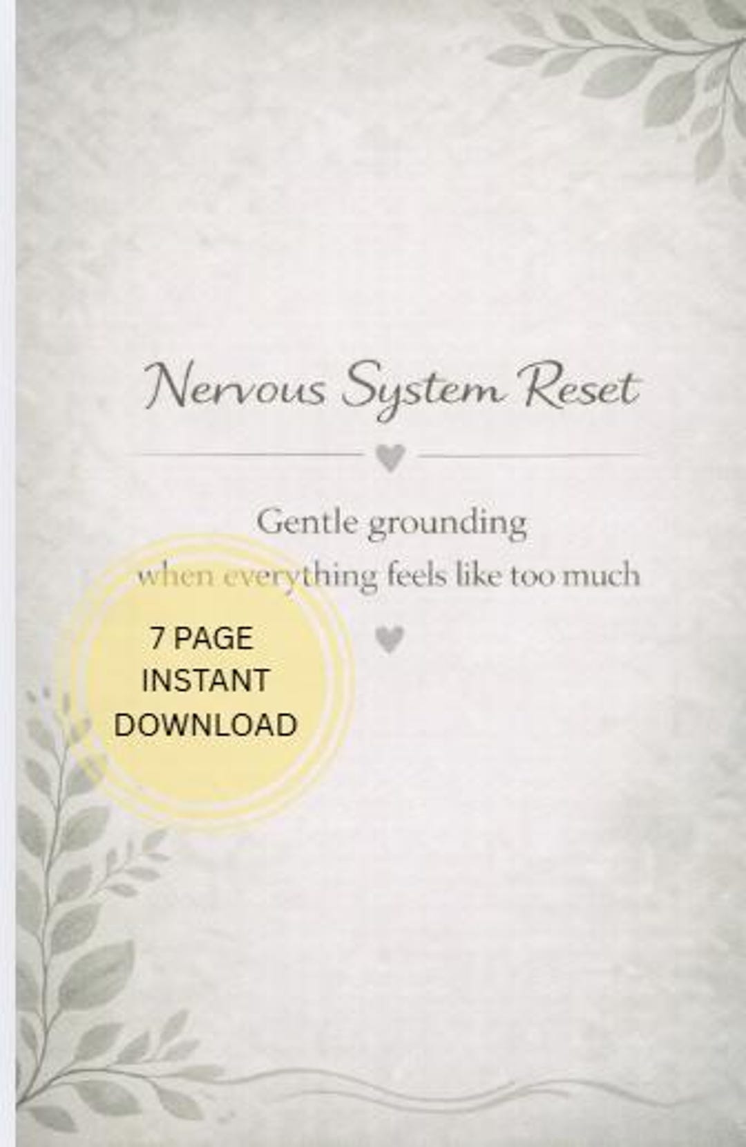 Nervous System Reset Printable Gentle Grounding Workbook Anxiety ...