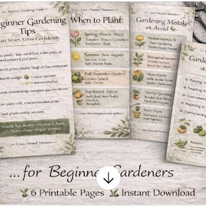 Nybörjarguide för trädgårdsskötsel, utskrivbart paket, kompletterande planteringsschema och tips