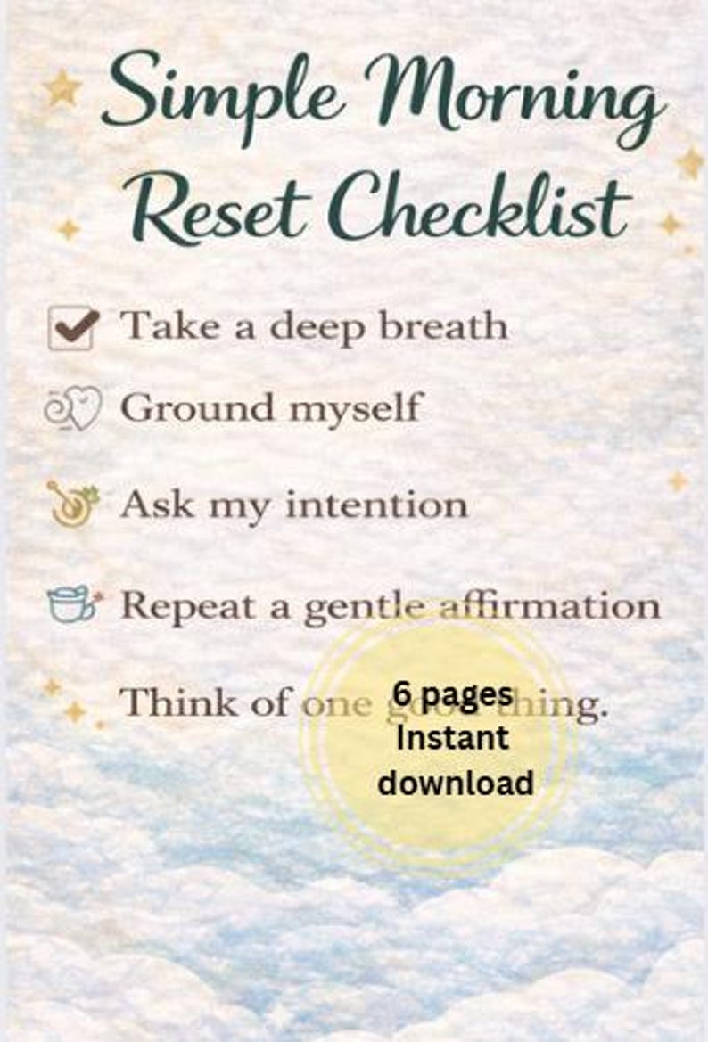 5-minute Morning Reset Printable Daily Self Care Routine Mindset ...