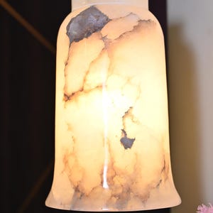 Alabaster Ceiling Pendant Light, Raw Brass Finish Kitchen Island Lighting, Hallway Light Fixture, Minimalist  Alabaster Hanging Lamp