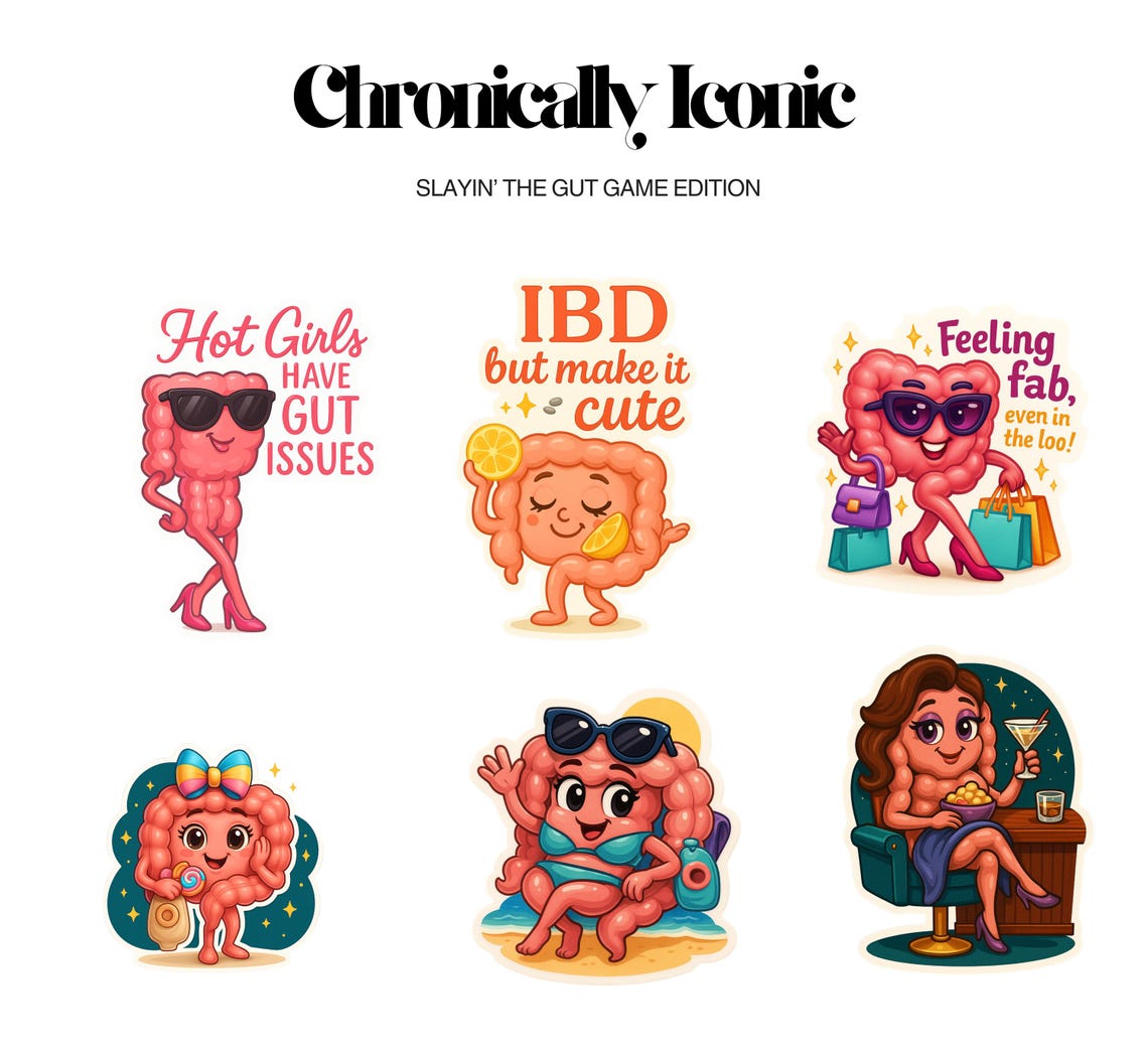 Chronically Iconic – Slayin’ the Gut Game Sticker Pack | IBD Awareness ...