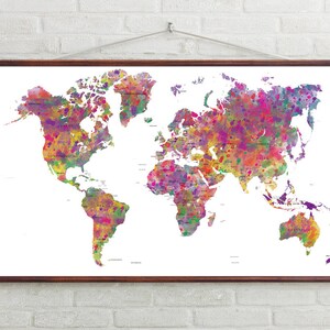 World Map Watercolor ,world Map Printable, Map Instant Download ...