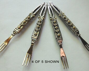 Tiny and Dainty Cocktail Forks adorned with pearls and rhinestones - Bling for your table