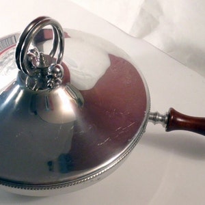 Fabulous Mid-Century Modern Chrome and Aluminum Chafing Dish with Wooden Handle and Great Knob image 1
