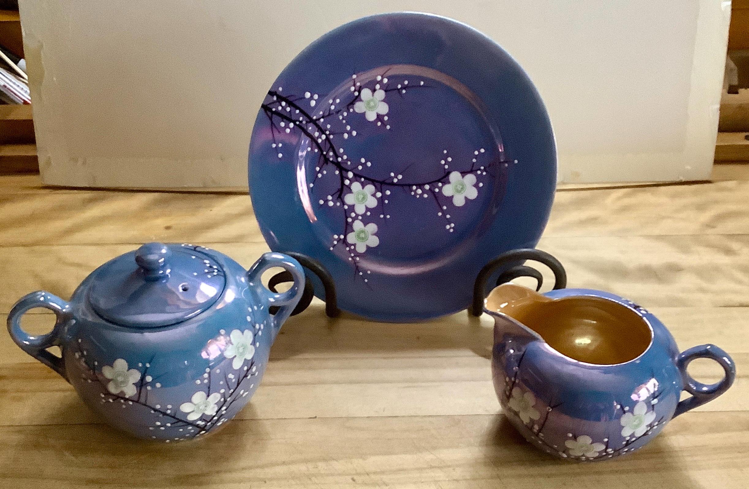 Blue Lusterware Cherry Blossom